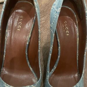 Gucci Denim Wedges with dust bag